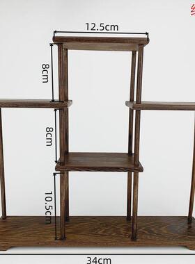 鸡翅木小博古架多宝阁微型博古架中式摆件茶壶架花瓶瓷器