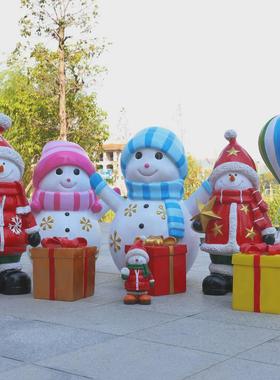 圣诞及商场美陈道具装饰玻璃钢雕塑落地摆件雪人模型卡通雕塑工艺
