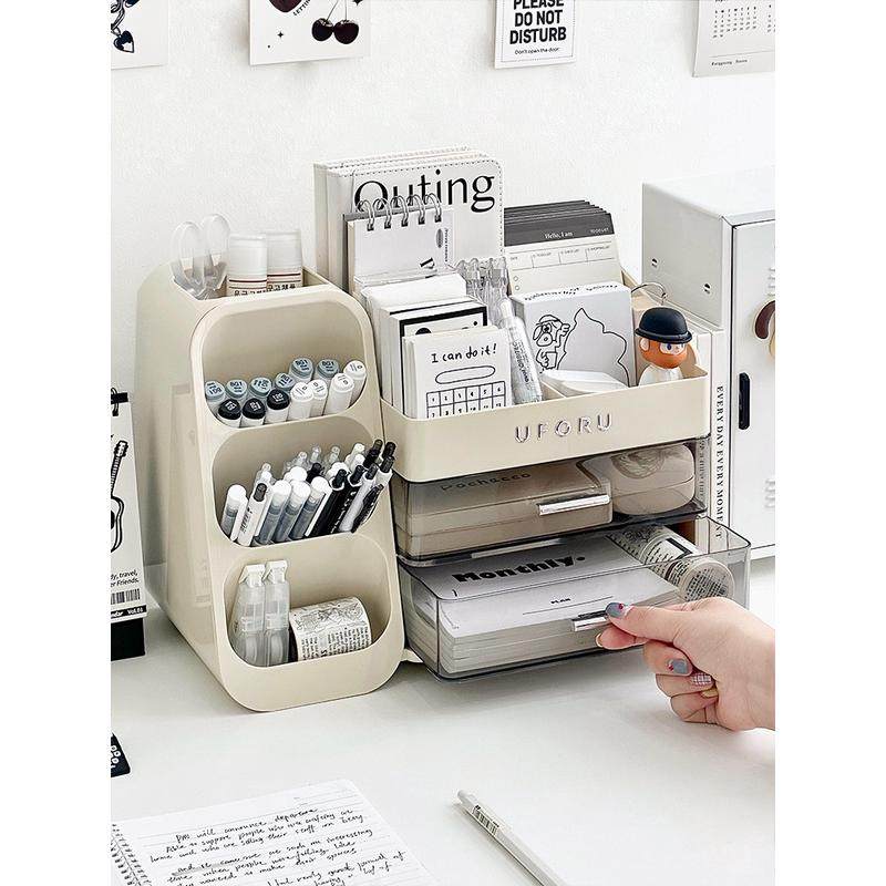 桌面收纳盒抽屉式学生办公室书桌文具大容量置物架多功能斜插笔筒,淘宝优惠券,粉丝福利购,淘宝优惠卷