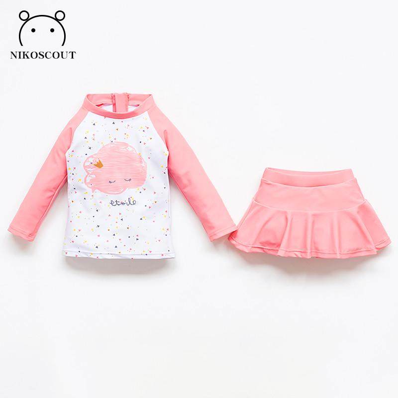 儿童泳衣裙式分体速干长袖夏季可爱沙滩小童保守公主泳装,淘宝优惠券,粉丝福利购,淘宝优惠卷