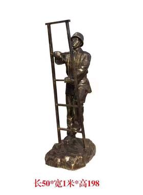 玻璃钢消防员主题人物雕塑仿铜铸铜卡通园林广场公园户外大型摆件