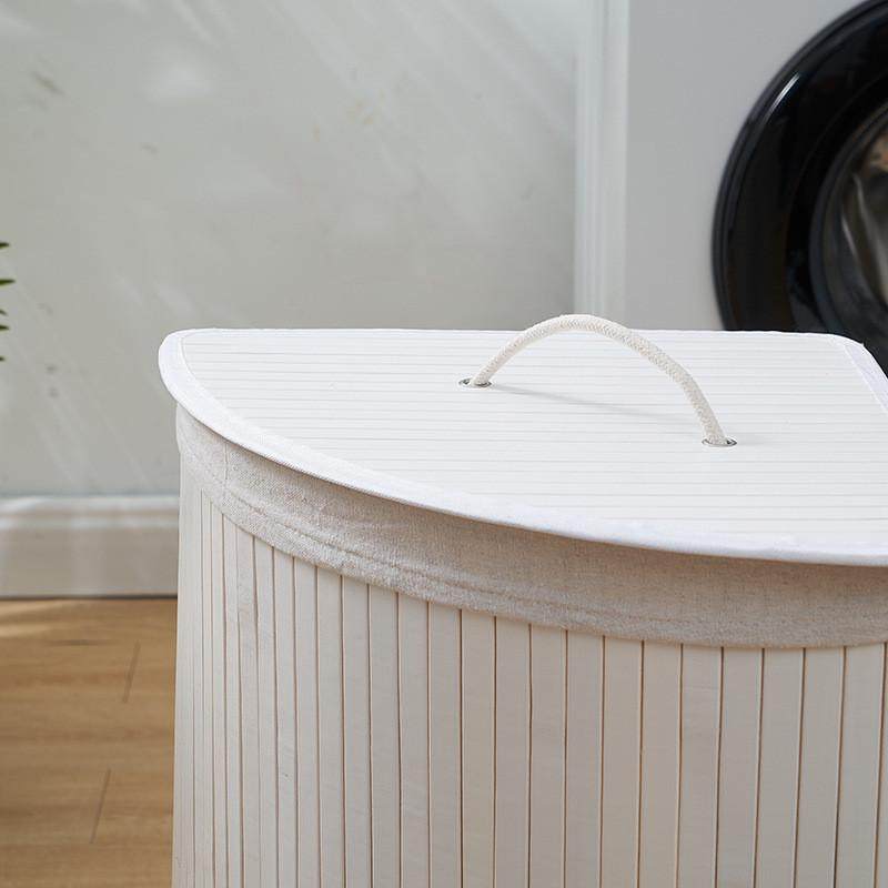 白色竹编折叠三角脏衣篓 酒店毛巾桶浴巾编织收纳筐家用收纳篮,淘宝优惠券,粉丝福利购,淘宝优惠卷