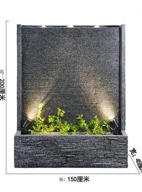 热销假山流水摆件落地喷泉养鱼池客厅水幕墙别野花园酒店饭馆前台