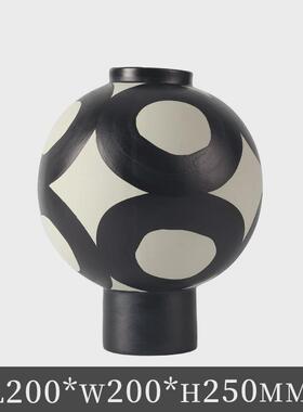 侘寂风复古花瓶民宿艺术水墨纹干花插花器摆件样板间售楼处装饰品