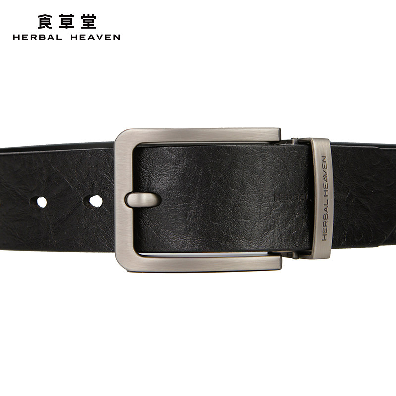 食草堂2025新真皮男士腰带高档头层牛皮商务休闲皮带针扣ZB-YD707