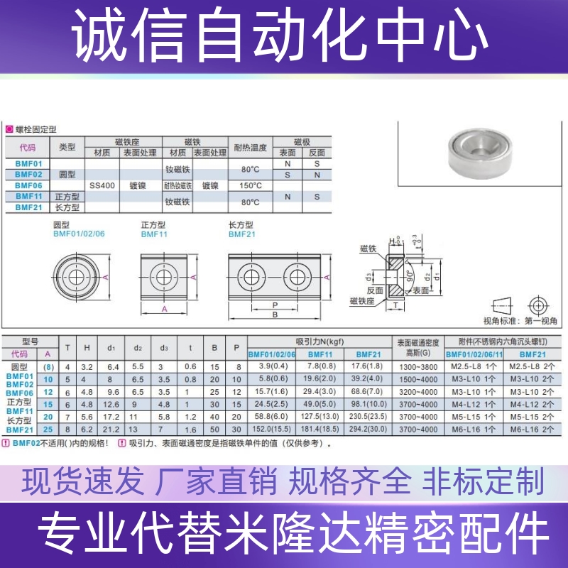 BMF01 0206-DGI5A A10 A12 A1 A2 0 A25 方座 圆座 带8座磁铁 - 图0