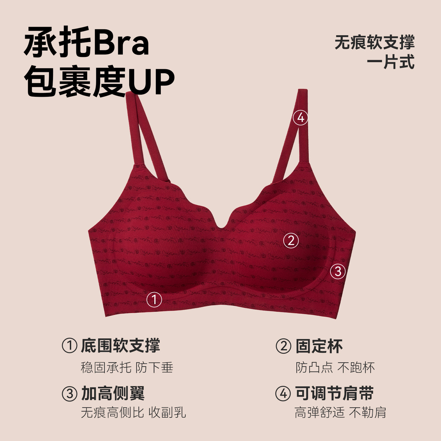 猫人红色内衣本命年小胸聚拢显大新款无痕结婚新娘文胸罩内裤套装,淘宝优惠券,粉丝福利购,淘宝优惠卷