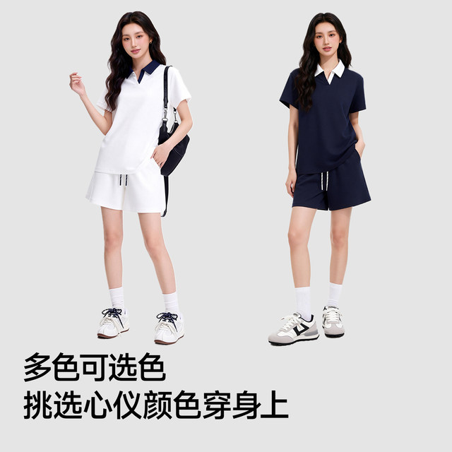 Catman Contrast Color POLO Collar Suit Women's 2026 Summer Design New Outdoor Sports and Leisure Complete Set Z