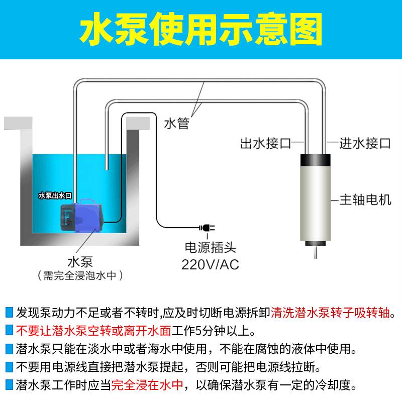 雕刻机水泵潜水泵220v大流量水泵小型抽水泵雕刻机专用水泵小水泵