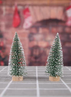 迷你圣诞树桌面摆件DIY彩灯松针小圣诞树白雪装饰创意家居