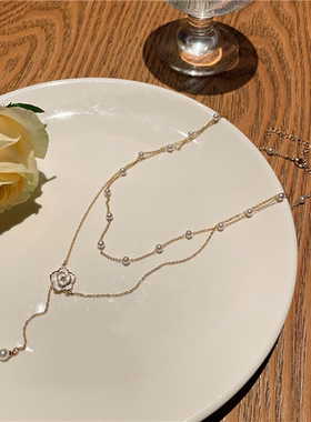 山茶花项链女山茶花颈链高级小众感2024年