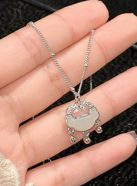 钛钢项链新中式平安锁国风吊坠气质精致锁骨链女