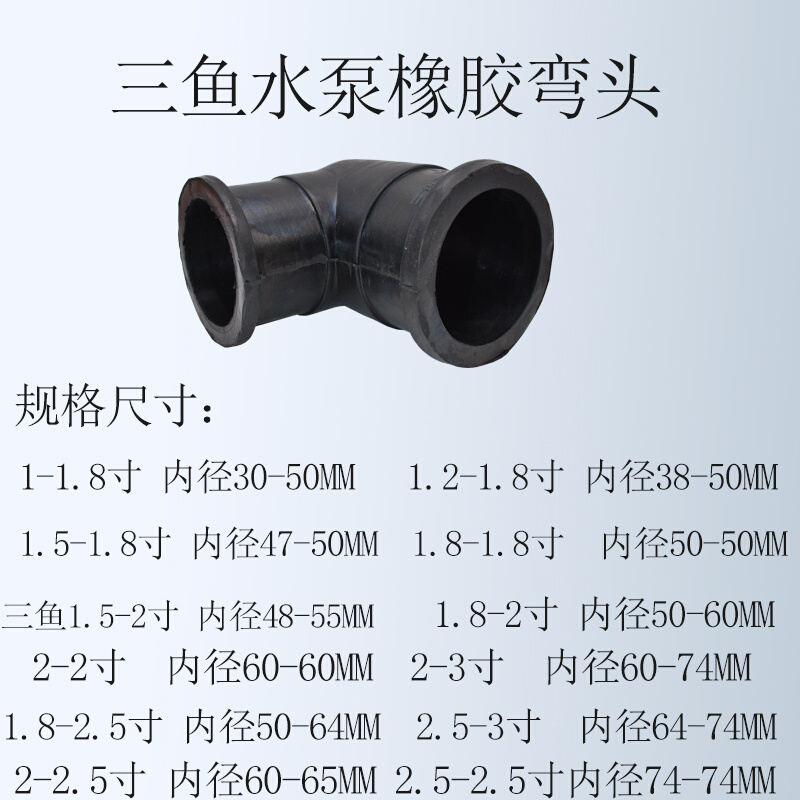 三鱼海城泵弯头压井泵配件橡胶牛筋直管弯头接头1寸1.2寸1.5寸2寸 - 图1
