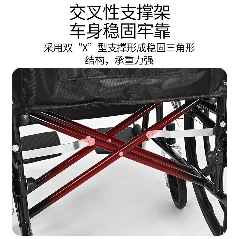 誉奥轮椅医院同款坐轮椅老人可折叠手推轻便老年人代步车实心胎 - 图0