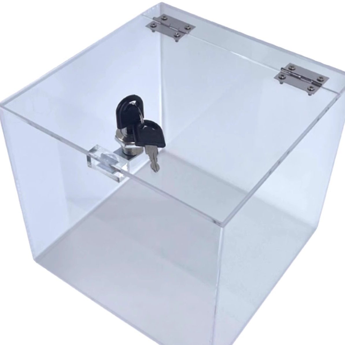 亚克力透明盒子带锁储物盒翻盖带门收纳箱保管箱存放柜防尘展示盒,淘宝优惠券,粉丝福利购,淘宝优惠卷