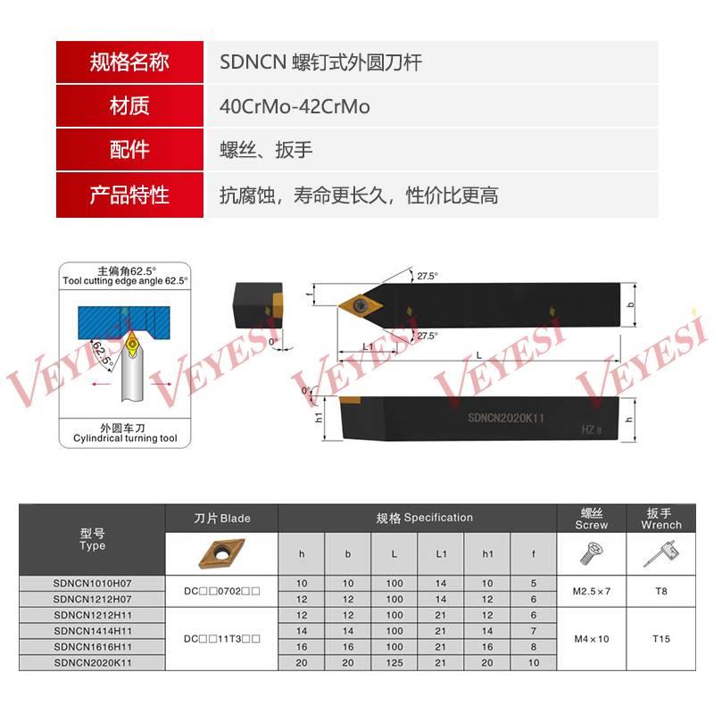 数控刀杆外圆刀62.5度 SDNCN1212H07/1车6161H1/2020车床车刀杆-图0