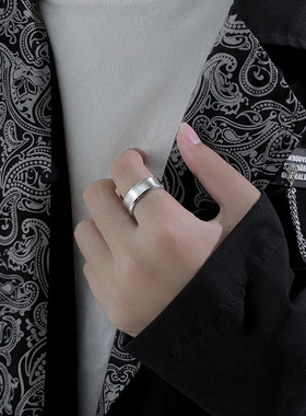 ins风日韩冷淡风钛钢戒指男凹面戒指简约潮人男女小众个性戒指环
