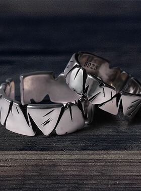 石头戒指时尚个性潮男士ins女生小众设计指环情侣款对戒款