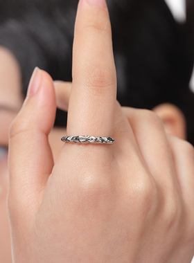 PEARLONA戒指时尚个性小众开口食指环凸凹歧路可调节设计感饰品