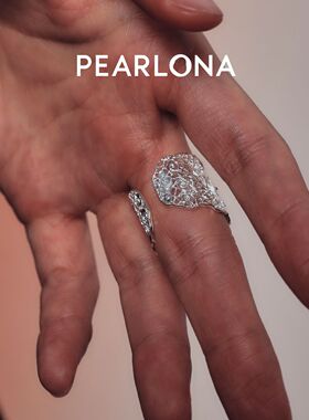 PEARLONA磐石云松-祥云蕾丝巴洛克珍珠银开口戒银戒指王鹤棣同款