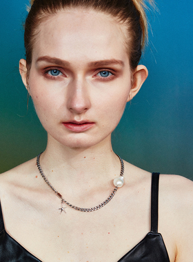 银色项链PEARLONA巴洛克珍珠