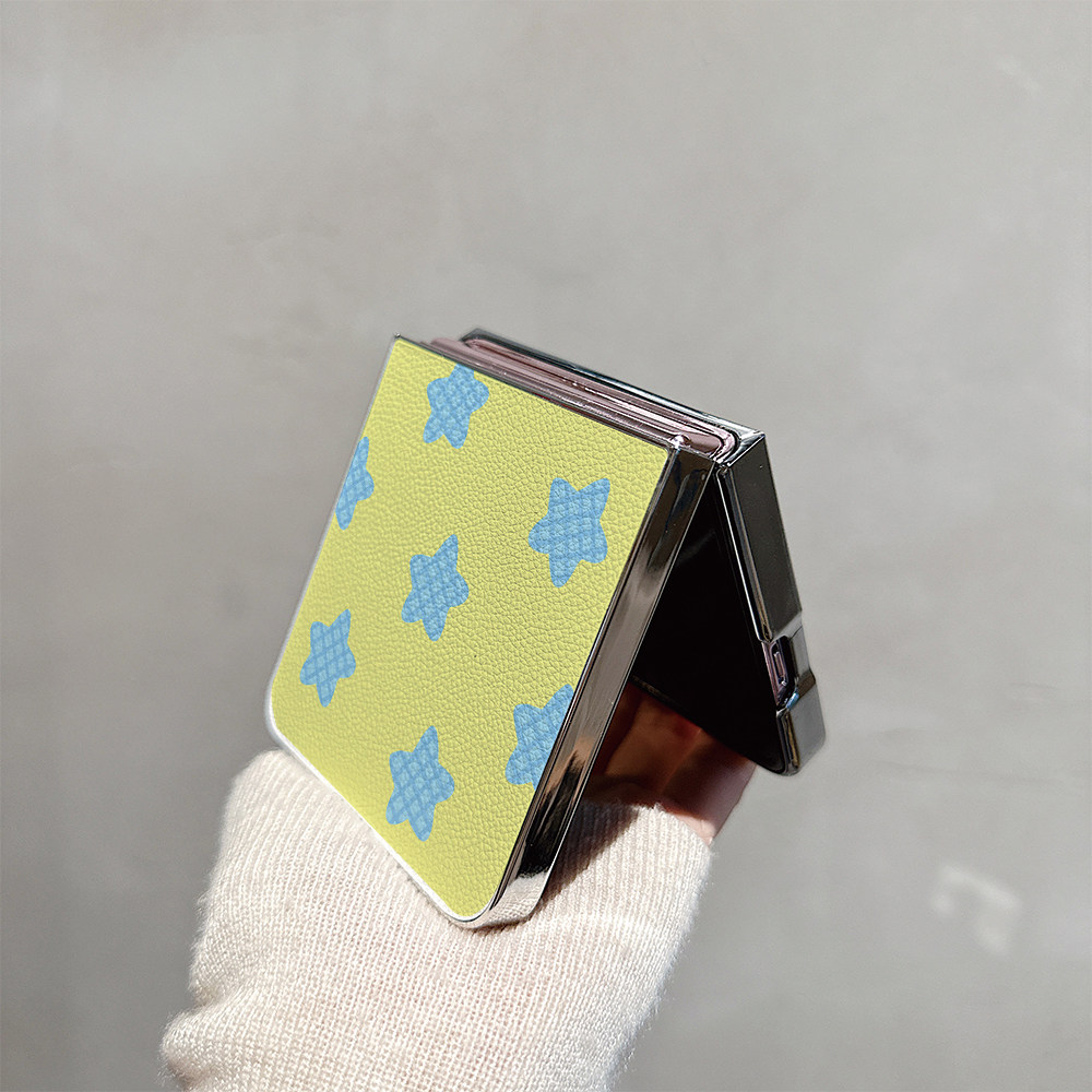 韩风格纹星星适用oppofindN3flip手机壳N2折叠屏华为pocket2女vivoxflip皮纹三星zflip荣耀vflip小米mixflip2 - 图3