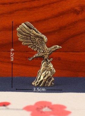 快速发货纯黄g铜老鹰雄鹰展翅摆件博古架办公室汽车中控台大展宏