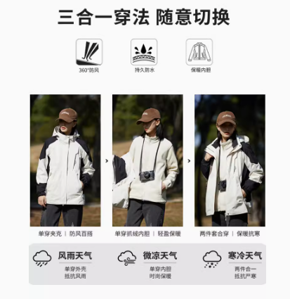 保罗美式男女款薄款户外冲锋衣外套