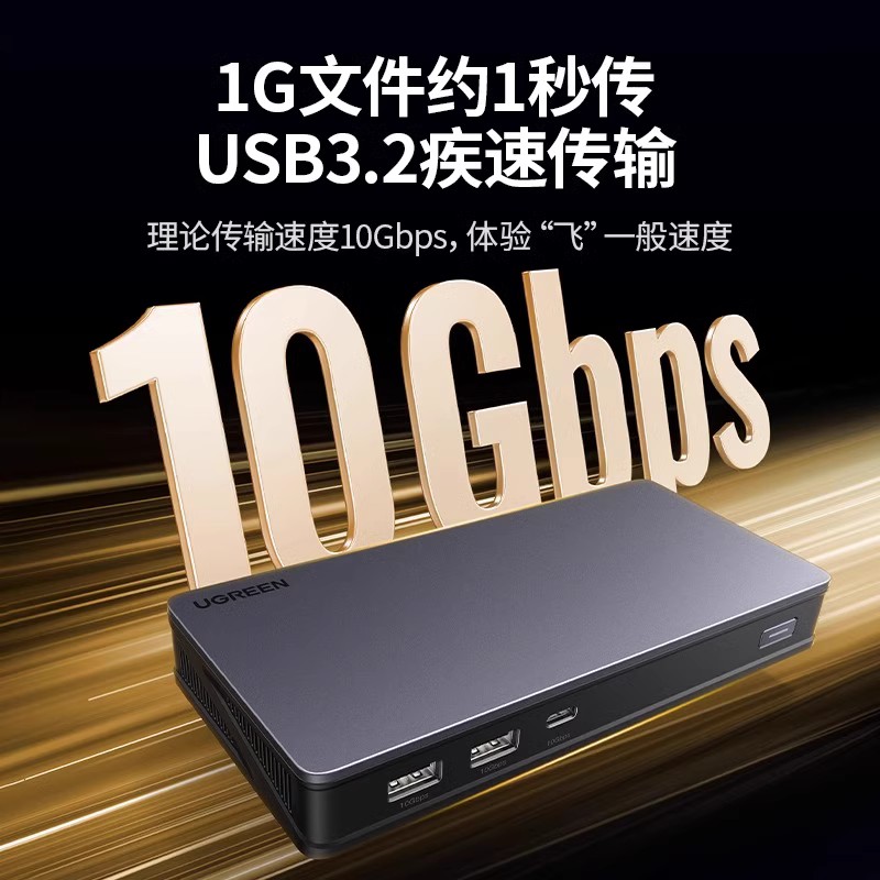 绿联转换器USB-C转2USB+2HDMI+2DP网口+2PD9合1扩展坞CM615/90912 - 图2