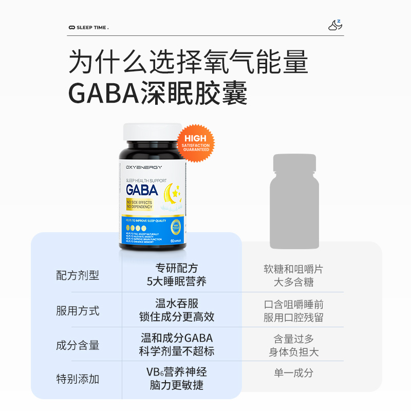 氧气能量GABA氨基丁酸睡眠片维生素b6安瓶助眠闪睡非褪黑素软糖 - 图1