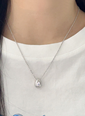 S925银水滴镶钻可调节项链小众设计感简约冷淡风百搭精致锁骨链