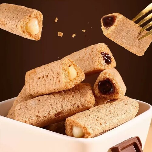 杨元帅熔岩三角酥小零食巧克力味牛奶味夹心饼干散装巧克力夹心棒 - 图3