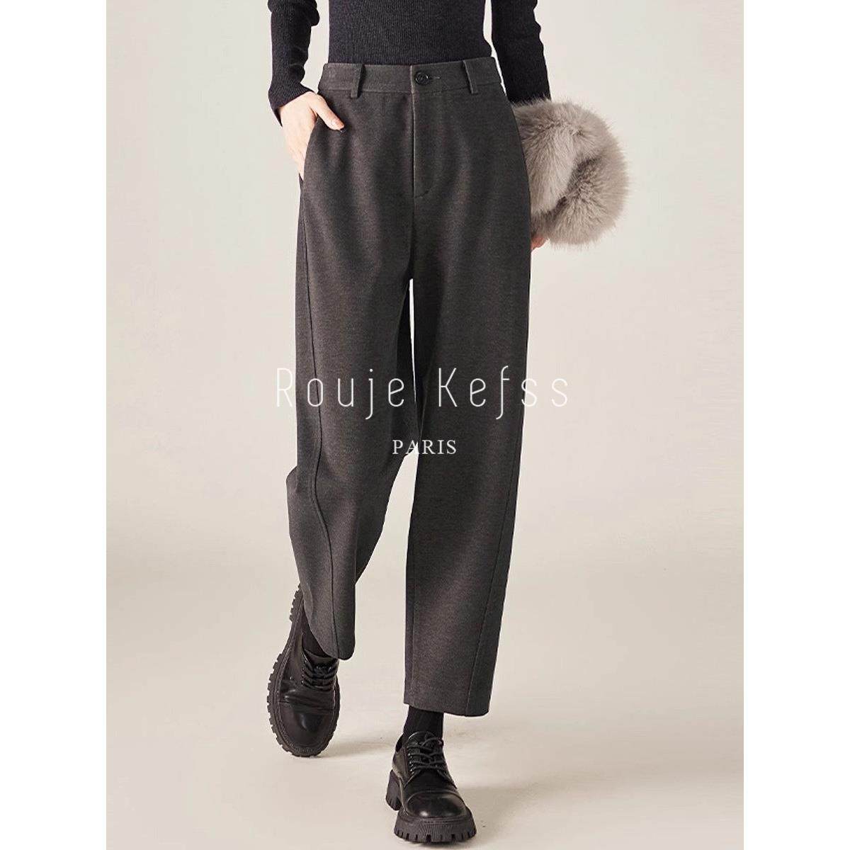 Rouje kefss法式加厚高腰镰刀裤女冬季宽松哈伦显瘦女裤休闲裤子,淘宝优惠券,粉丝福利购,淘宝优惠卷
