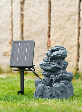 太阳能生态假山鱼缸喷泉循环水流水摆件招财风水花园庭院阳台装饰