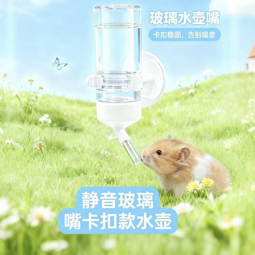 刺星球仓鼠真空玻璃嘴静音金丝熊防漏水水壶饮水器喝水支架挂笼 - 图0