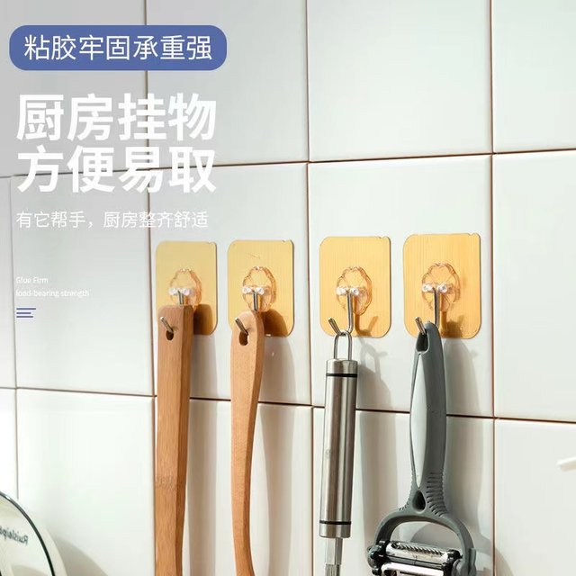 Hook strong adhesive wall hanging load-bearing transparent kitchen punch-free sticky hook camping
