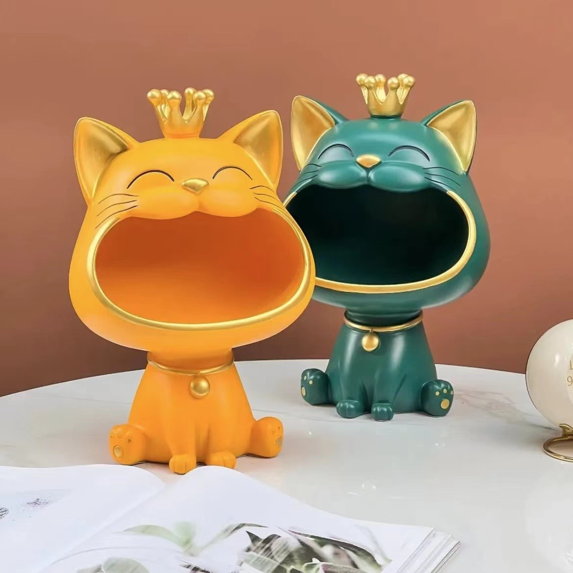 皇冠大嘴猫招财猫家居摆件创意大嘴猫工艺品玄关电视柜收纳,淘宝优惠券,粉丝福利购,淘宝优惠卷