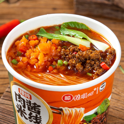 顺心嗨吃家肉酱米线桶装免煮冲泡方便米线宿舍懒人早餐宵夜速食品 - 图0