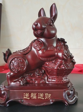 十二生肖兔子摆件招财兔吉祥物可爱金兔客厅装饰生肖小兔子工艺礼