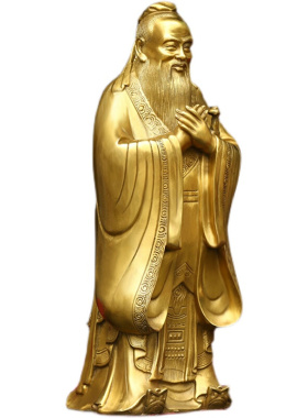 纯铜孔子孔夫子摆件铜像铜雕家居书房装饰礼品