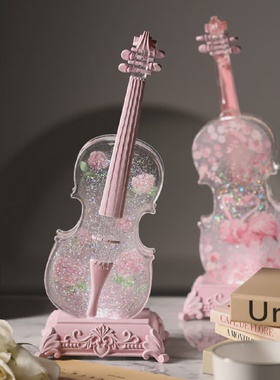 女生飘雪摆件蓝牙小提琴音乐盒八音盒生日礼物女孩儿童水晶球高级