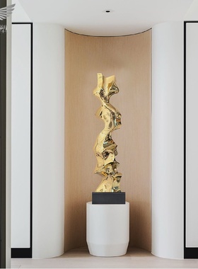 酒店大堂摆件现代大厅客厅玄关抽象电镀创意样板房落地雕塑工艺品