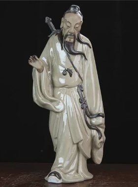 鲁祖八仙洞宾石湾娃娃陶瓷工艺品新美国陶艺人物可放置家