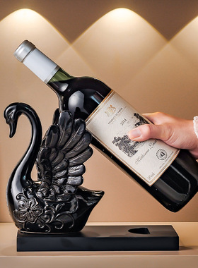 天鹅红酒架摆件轻奢高档客厅家居酒柜玄关餐边柜电视柜创意装饰品