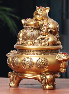 可存可取生肖猪猪聚宝盆存钱罐摆件客厅酒柜装饰店铺乔迁开业礼品