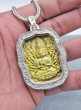 本命佛吊坠唐卡千手观音十二生肖守护神苗银男款转运潮项链送男友