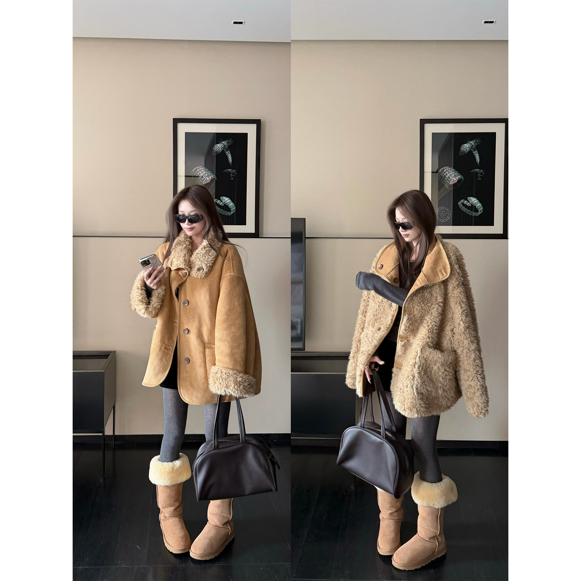 LIL CHER 唯美卷卷毛麂皮两面穿环保皮草皮毛一体宽松毛毛外套女,淘宝优惠券,粉丝福利购,淘宝优惠卷