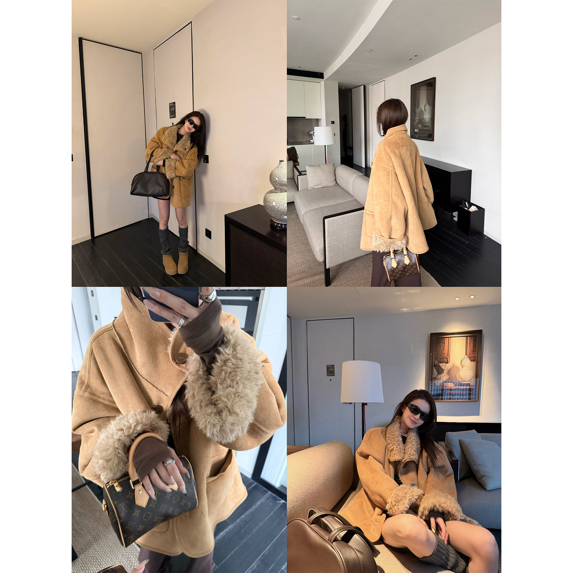 LIL CHER 唯美卷卷毛麂皮两面穿环保皮草皮毛一体宽松毛毛外套女,淘宝优惠券,粉丝福利购,淘宝优惠卷