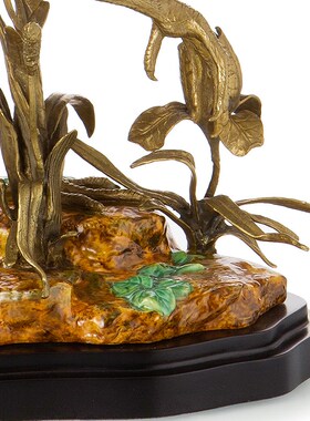 欧式美式复古陶瓷镶铜创意长嘴鸟摆件客J厅展厅家居软装饰品摆设