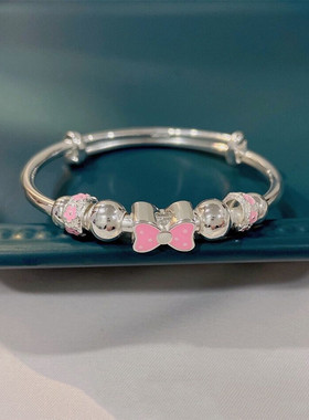 银手镯婴儿9999纯银刻字宝宝银镯子儿童男女小孩满月银饰礼物周岁